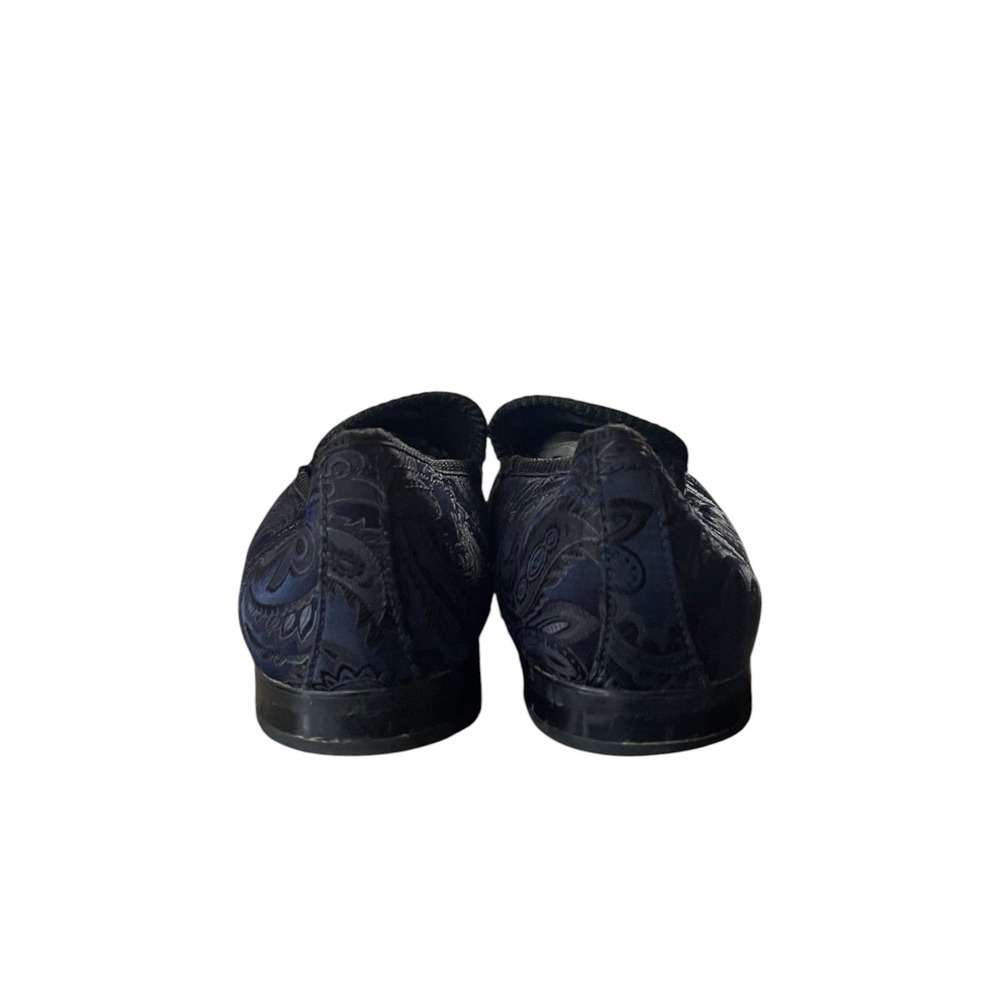 Tallia Enrico Mens 9M Navy Blue Jacquard Paisley Smoking Slipper Loafers - Picture 5 of 9